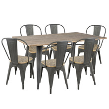 LumiSource DS-OR7 GY+BN Oregon 7-Piece Dining Set