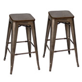 Industrial Oregon Barstools (Set of 2) - LumiSource BS-TW-OR DK+AN2