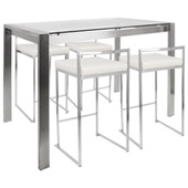 Fuji Counter Set [Table and 4 Stools] - LumiSource C-FUJI5 SS+W