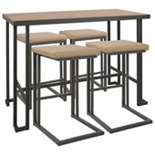 Industrial Roman Counter Set [Table and 4 Stools] - LumiSource C-RMN5 GY+CAM