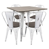Industrial Oregon 5-Piece Dining Set - LumiSource DS-OR5 VW+E