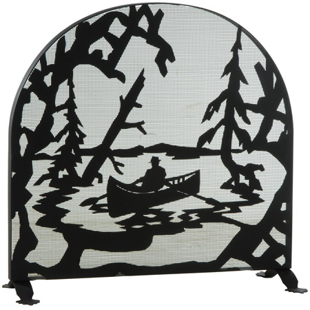 Meyda 124963 Canoe At Lake Arched Fireplace Screen