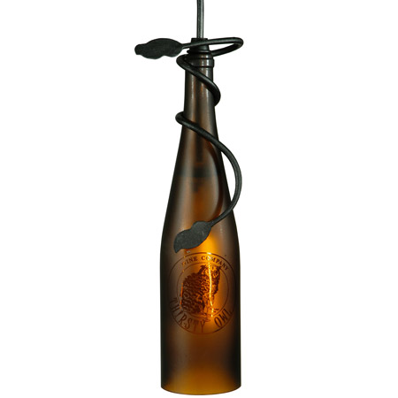 Meyda 137402 Personalized Tuscan Vineyard Thirsty Owl Wine Bottle Mini Pendant