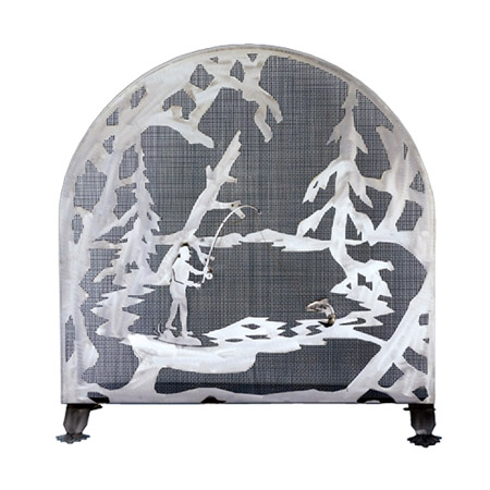 Meyda 15672 Fly Fishing Creek Arched Fireplace Screen
