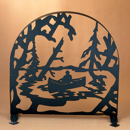 Meyda 22387 Canoe At Lake Arched Fireplace Screen