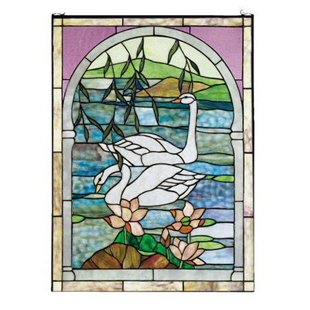 Meyda 23868 Tiffany Swan Stained Glass Window