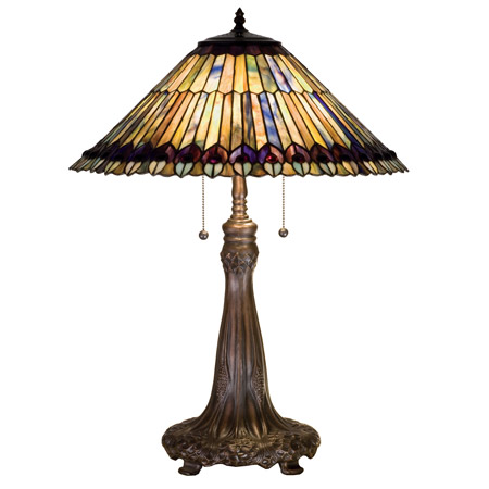 Meyda 27562 Tiffany Jeweled Peacock Table Lamp