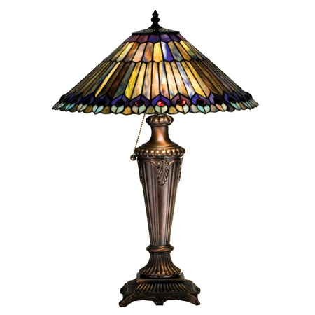 Meyda 27563 Tiffany Jeweled Peacock Large Table Lamp