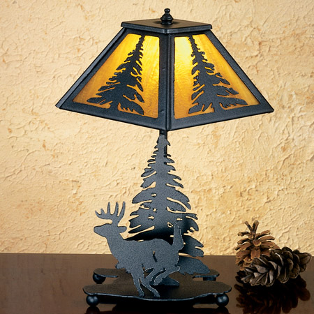 Meyda 28273 Pine Tree and Deer Table Lamp