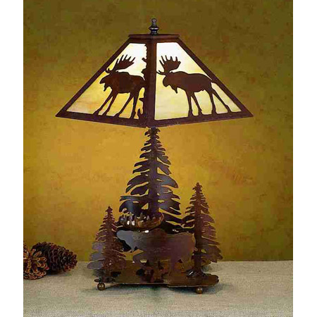 Meyda 32524 Pine Trees and Moose Table Lamp