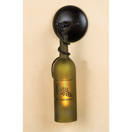 Meyda 49462 Tuscan Vineyard Etched Grapes Wine Bottle Hanging Wall Sconce