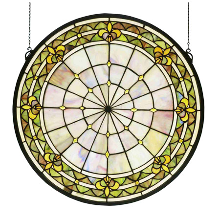 Meyda 49840 Tiffany Fleur-De-Lis Medallion Stained Glass Window
