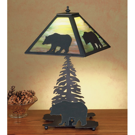 Meyda 50398 Lone Bear and Pine Tree Table Lamp