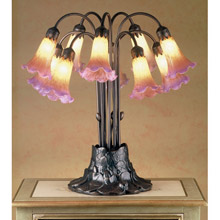 Meyda 14429 Pond Lily Amber/Purple Table Lamp