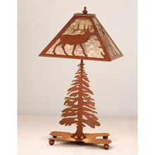 Meyda 15300 Elk and Pine Tree Mica Table Lamp