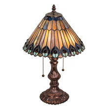 Meyda 217002 Tiffany Jeweled Peacock 19" High Accent Lamp