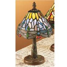 Meyda 26616 Tiffany Hanginghead Dragonfly W/ Twisted Fly Mosaic Base Mini Lamp