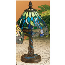 Meyda 26617 Tiffany Hanginghead Dragonfly W/ Twisted Fly Mosaic Base Mini Lamp