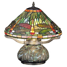 Meyda 26681 Tiffany Dragonfly W/Tiffany Mosaic Base Table Lamp