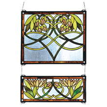 Meyda 27233 Tiffany Waterlily Two Pieces Stained Glass Window