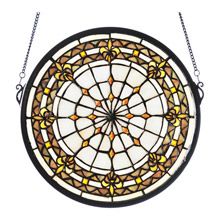 Meyda 49839 Tiffany Fleur-De-Lis Medallion Stained Glass Window