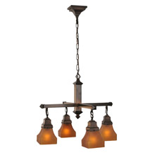 Meyda 50363 Bungalow Frosted Amber Four Light Chandelier