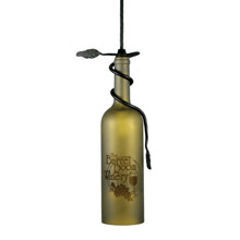 Meyda 65761 Tuscan Vineyard Etched Grapes Wine Bottle Customizable Mini Pendant