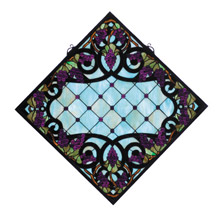 Meyda 67143 Tiffany Diamond Grapevine Stained Glass Window