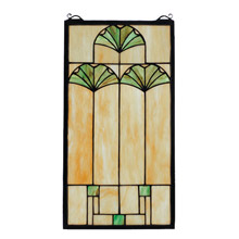 Meyda 67787 Tiffany Arts & Crafts Ginkgo Stained Glass Window