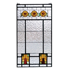 Meyda 68104 Tiffany Arts & Craft Dogwood Stained Glass Window