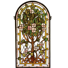 Meyda 99049 Tiffany Tree Of Life Arched Stained Glass Window
