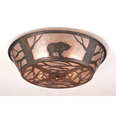 Rustic Northwoods Grizzly Bear On The Loose Flush Mount Ceiling Fixture - Meyda 10011