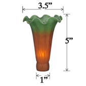 Favrile Small Amber/Green Lily Lamp Shade - Meyda 10174