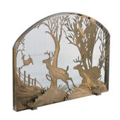 Rustic Deer On The Loose Arched Fireplace Screen - Meyda 107759