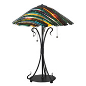 Contemporary Penna Di Pavone Fused Glass Table Lamp - Meyda 108407