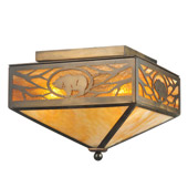 Rustic Lone Grizzly Bear Flush Mount Ceiling Fixture - Meyda 109214