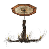 Rustic Twigs With Ceiling Medallion Six Light Chandelier - Meyda 111482