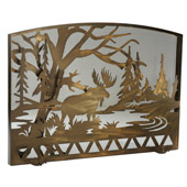 Rustic Moose Creek Arched Fireplace Screen - Meyda 113045