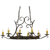 Traditional Handforged Oval Chandelier With Downlights - Meyda 115887