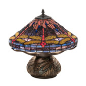 Tiffany Hanginghead Dragonfly 16" High Cone Table Lamp - Meyda 118749