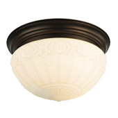 Traditional White Puffy Rose Flush Mount Ceiling Fixture - Meyda 130633