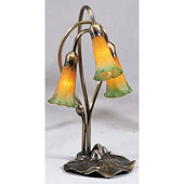 Victorian Pond Lily Amber/Green Accent Lamp - Meyda 13595