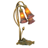 Victorian Pond Lily Amber/Purple Accent Lamp - Meyda 13674
