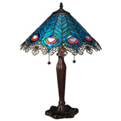 Tiffany Peacock Feather Lace Table Lamp - Meyda 138775