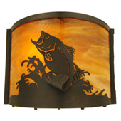 Rustic Leaping Bass Wall Sconce - Meyda 139810