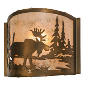 Rustic Moose At Lake Wall Sconce - Meyda 149962