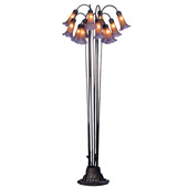 Victorian Pond Lily Amber/Purple Floor Lamp - Meyda 15946
