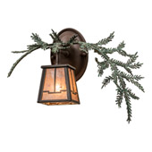 Rustic Valley View Pine Branch 16"W Right Wall Sconce - Meyda 164591