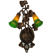 Victorian Pond Lily Amber/Green Wall Sconce - Meyda 16573