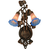 Victorian Pond Lily Pink/Blue Wall Sconce - Meyda 17502